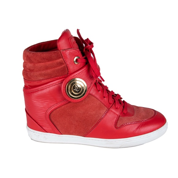 Louis Vuitton Monogram High top episode red suede sneakers